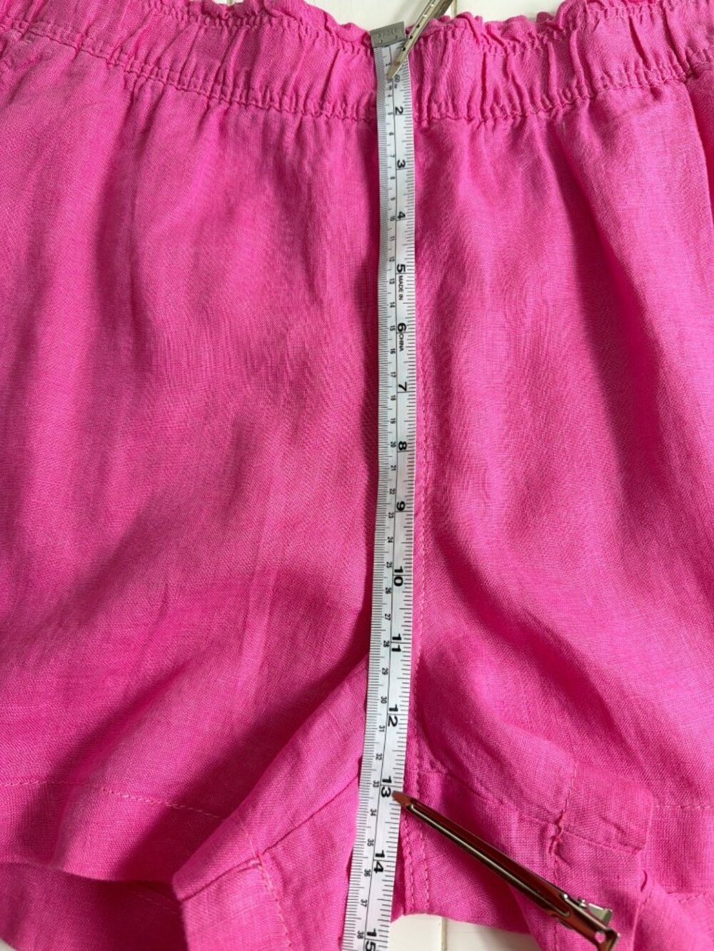 H&M Linen Shorts Pink Elastic Waist High Rise Summer NWOT Size L - Picture 9 of 13